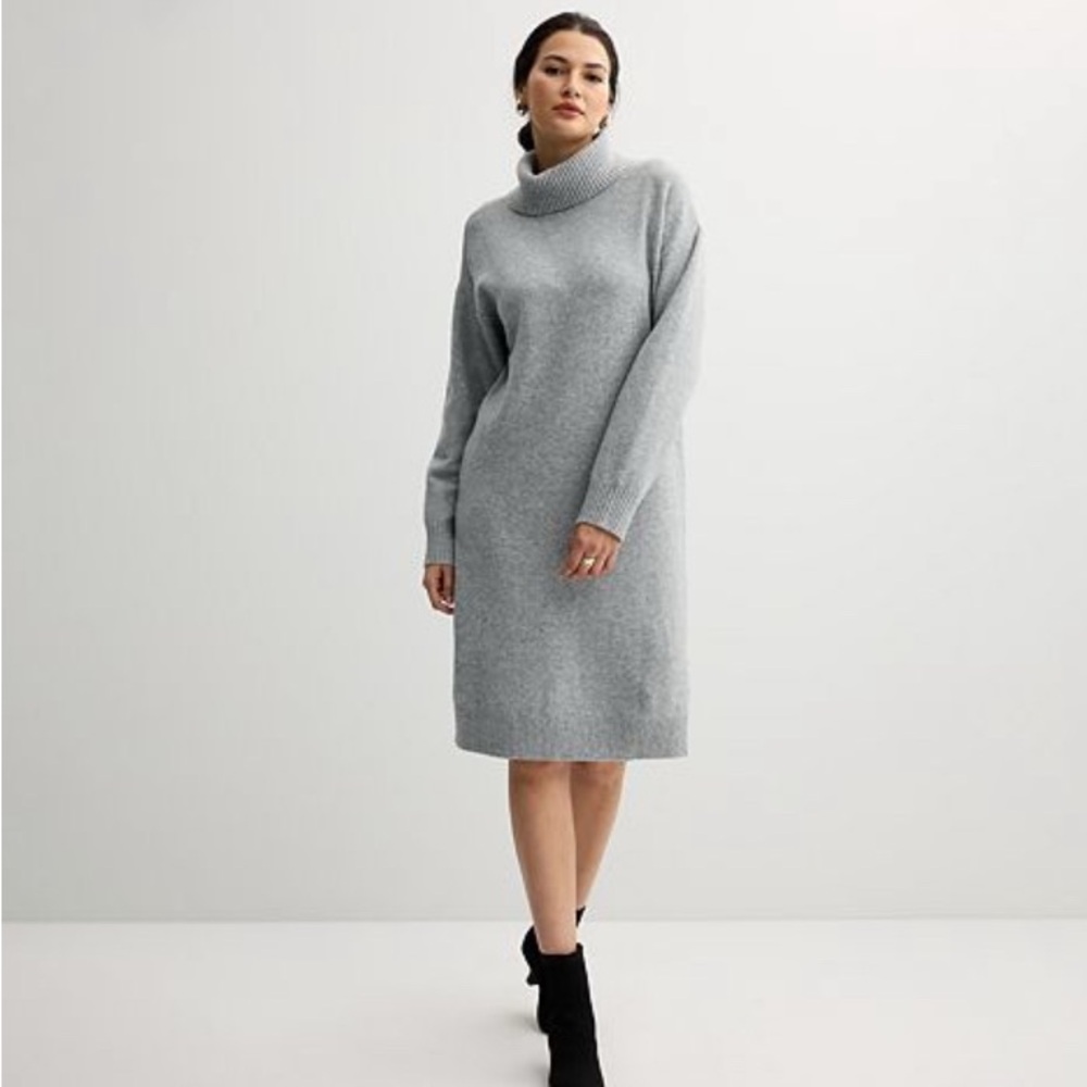 Nine West Heather Gray Cowl Neck Sweater Dress, SZ XXL